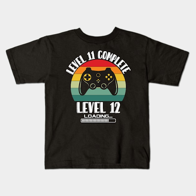 Level 11 Complete Level 12 Loading 11th Birthday Video Gamer Kids T-Shirt by Richmondrabiot